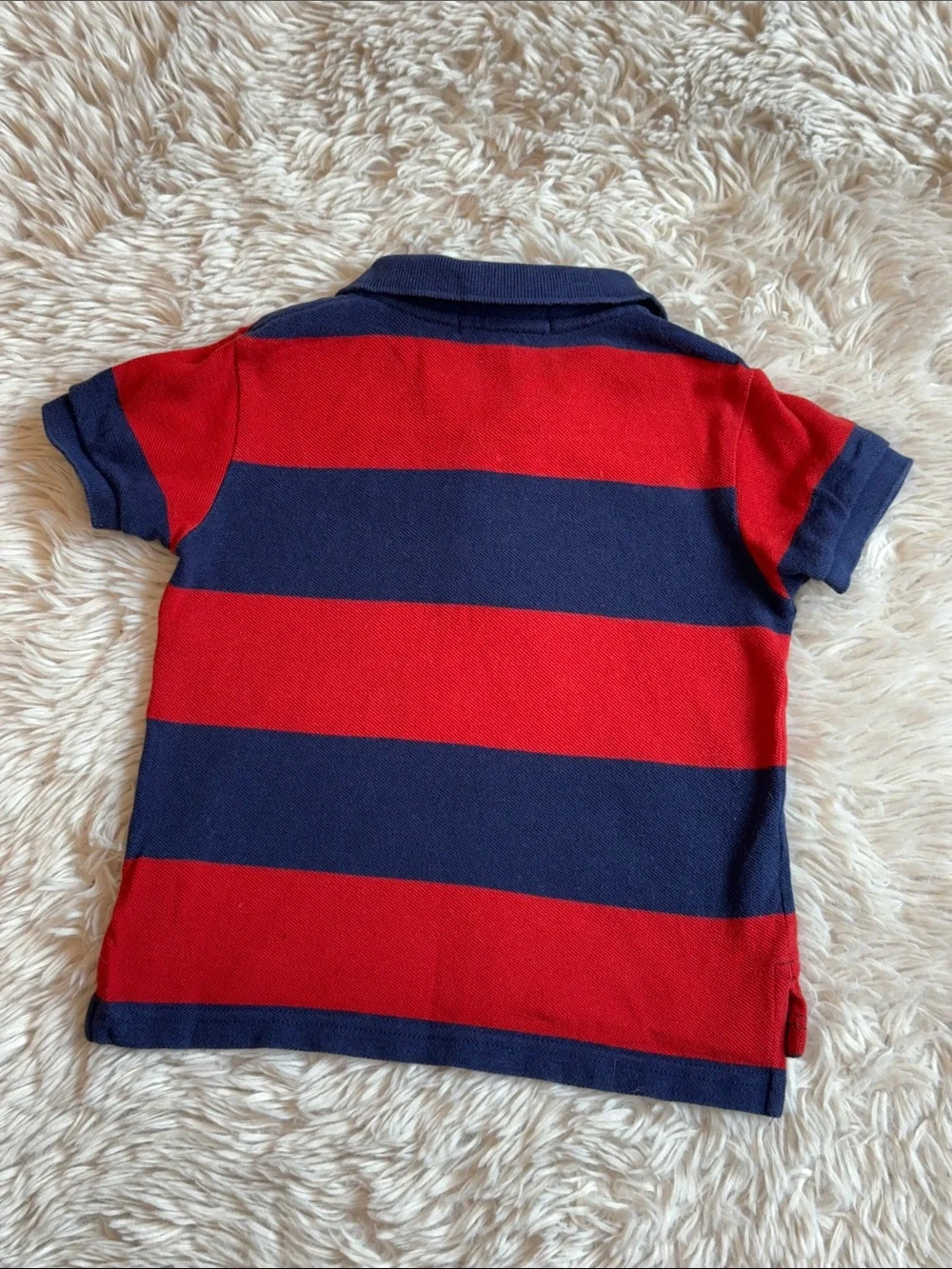 🐎Ralph Lauren Red & Navy Wide-Stripe Polo 12 months